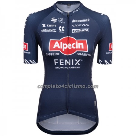 Maglia 2022 Alpecin-Fenix Manica Corta Blu Donna
